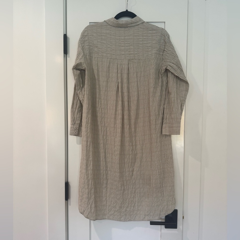 Maeve Plaid Button-Up Crinkled Shirt Dress - Picture 2 of 7